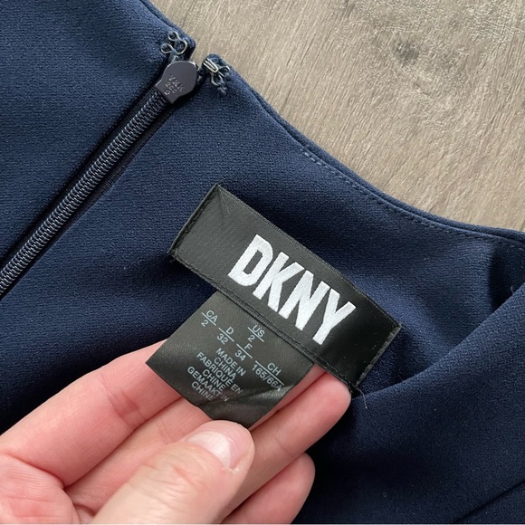 DKNY Navy Blue Belted Short Sleeve Ankle Jumpsuit - Picture 5 of 6